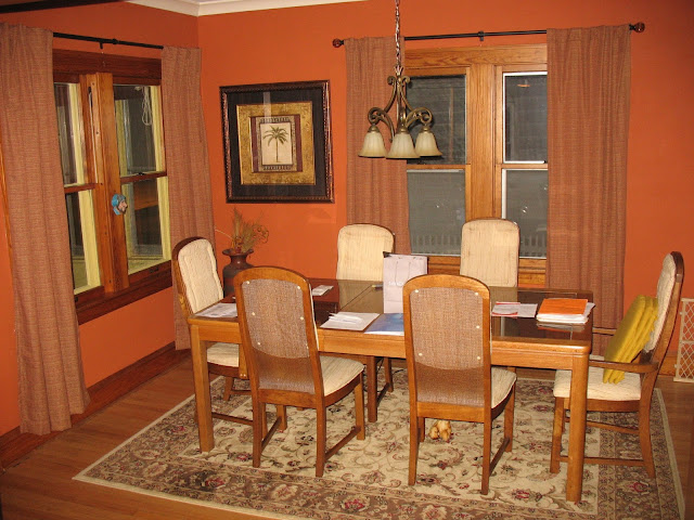 dining room, crown moulding, paint, candles, curtain holdbacks