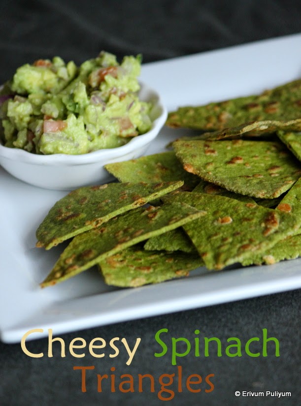 Erivum Puliyum Cheesy Spinach Triangles(Step by Step Pics) Baked