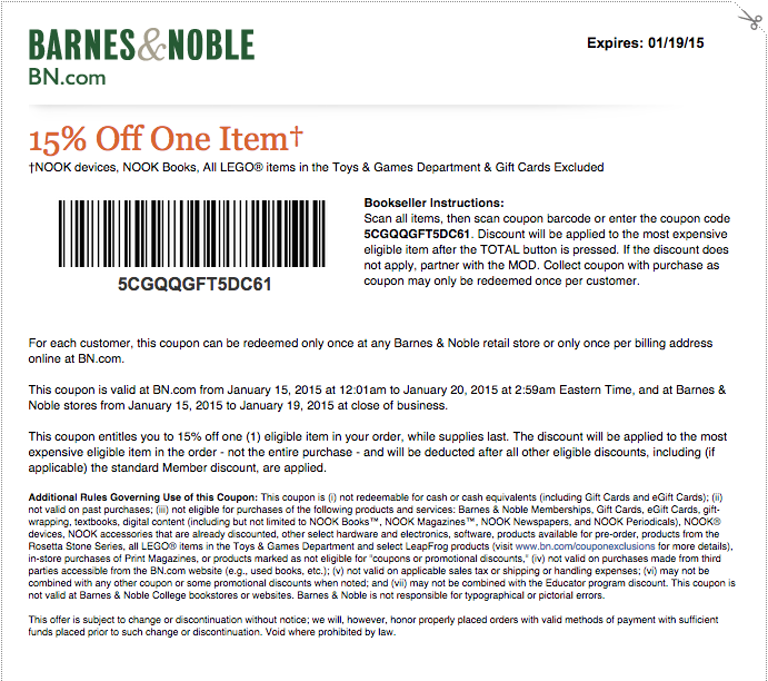 Barnes and noble coupon codes