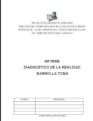 Informe del barrio La Toma Análisis FODA Informe del barrio La Toma Análisis FODA