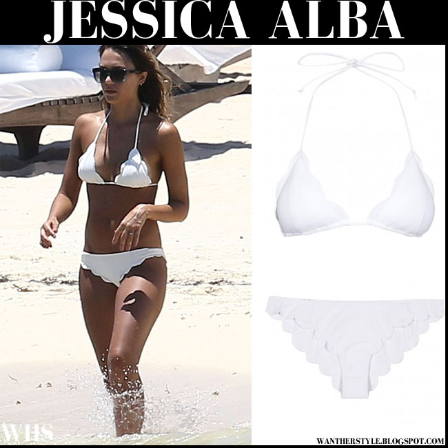 white scalloped bathing suit