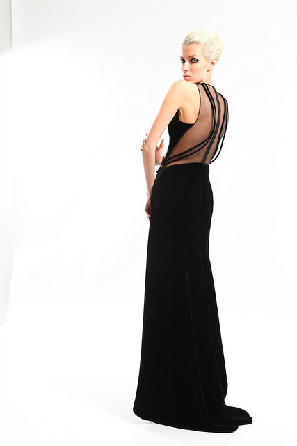 Chado Ralph Rucci black dress with sheer back