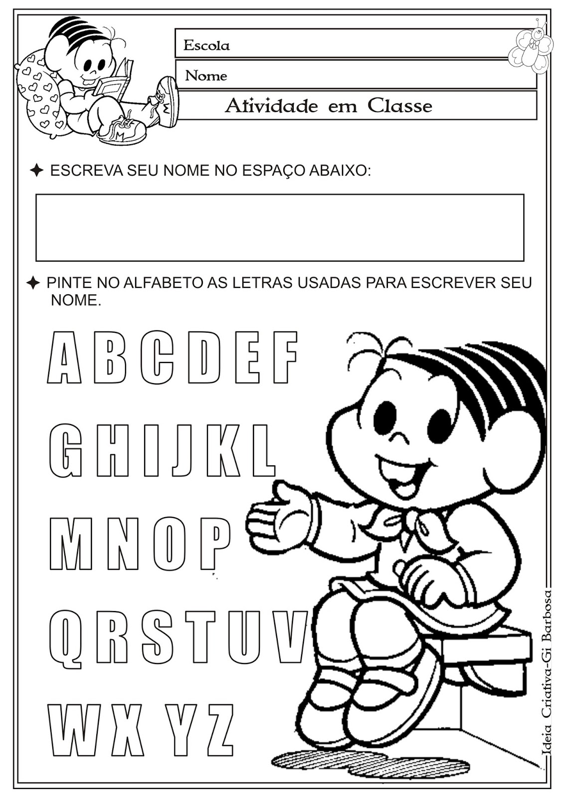 Atividade Escrita do Nome com a Turma da Mônica / Projeto Identidade