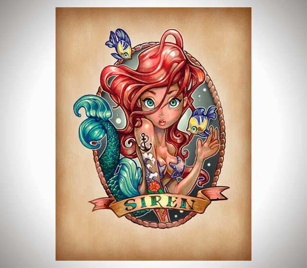 TODAYSHYPE Disney Princesses as Tattooed Pinup Girls by Tim Shumate