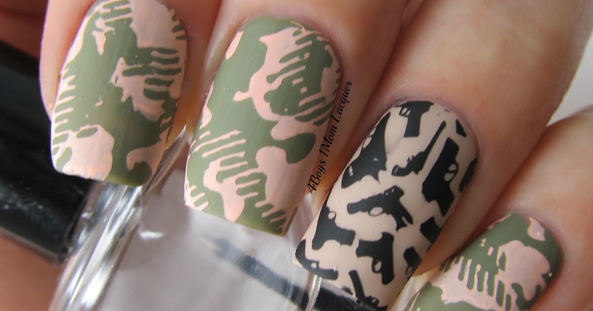 8. "Nail Art with Camouflage and Gun Designs" - wide 8