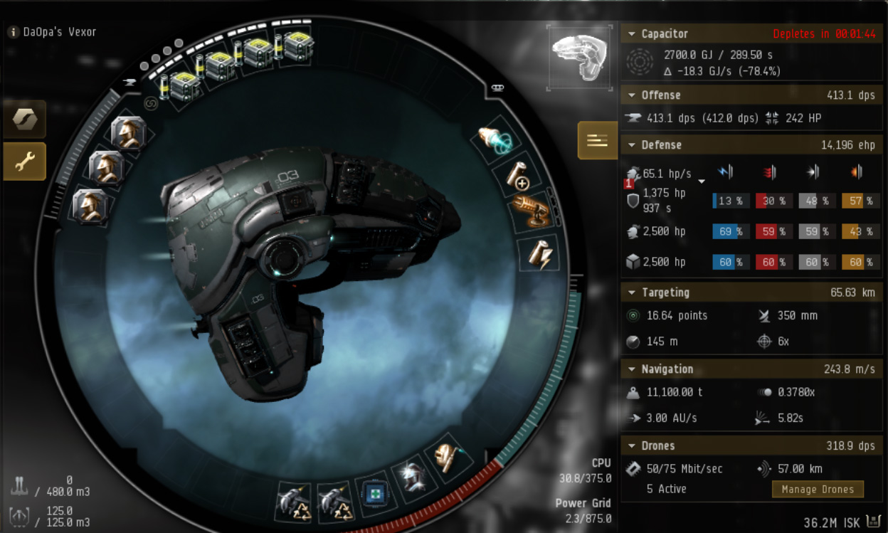 EVE Online Mission Vexor Mission Running Fit