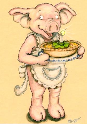 Grußkarte Geburtstag, greeting card birthday pig