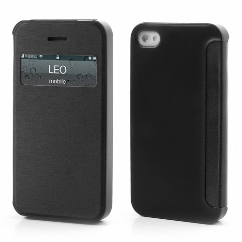 Window View Leather Flip Cover with Transparent Back Case for iPhone 4 4S - Black Window View Leather Flip Cover with Transparent Back Case for iPhone 4 4S - Black