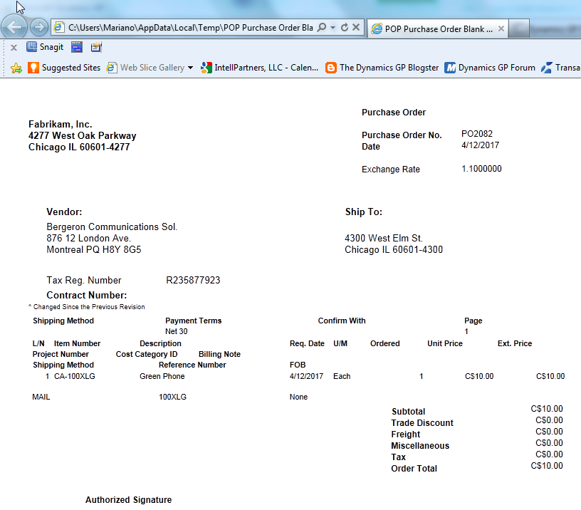 the dynamics gp blogster word templates rendering report in