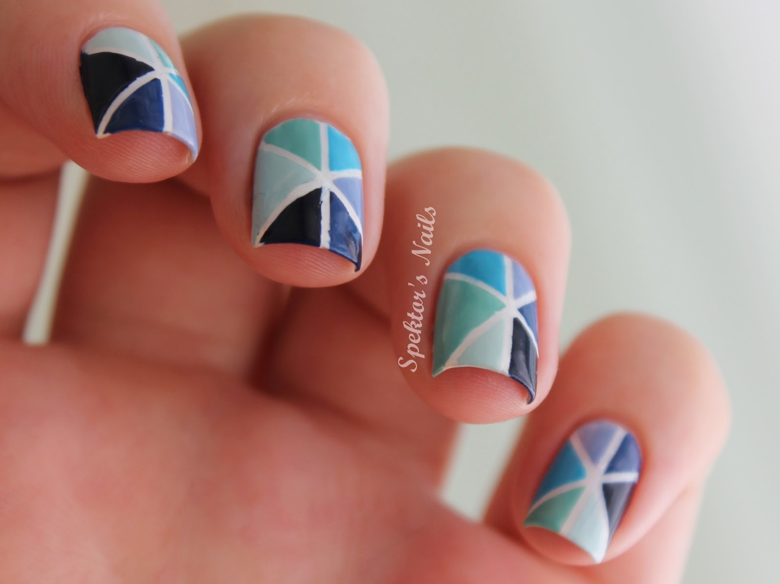 Spektor's Nails Blue Triangle Nails