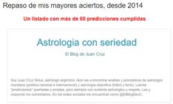 UN LISTADO CON MÁS DE 70 PRONOSTICOS ACERTADOS DESDE 2014 A LA FECHA