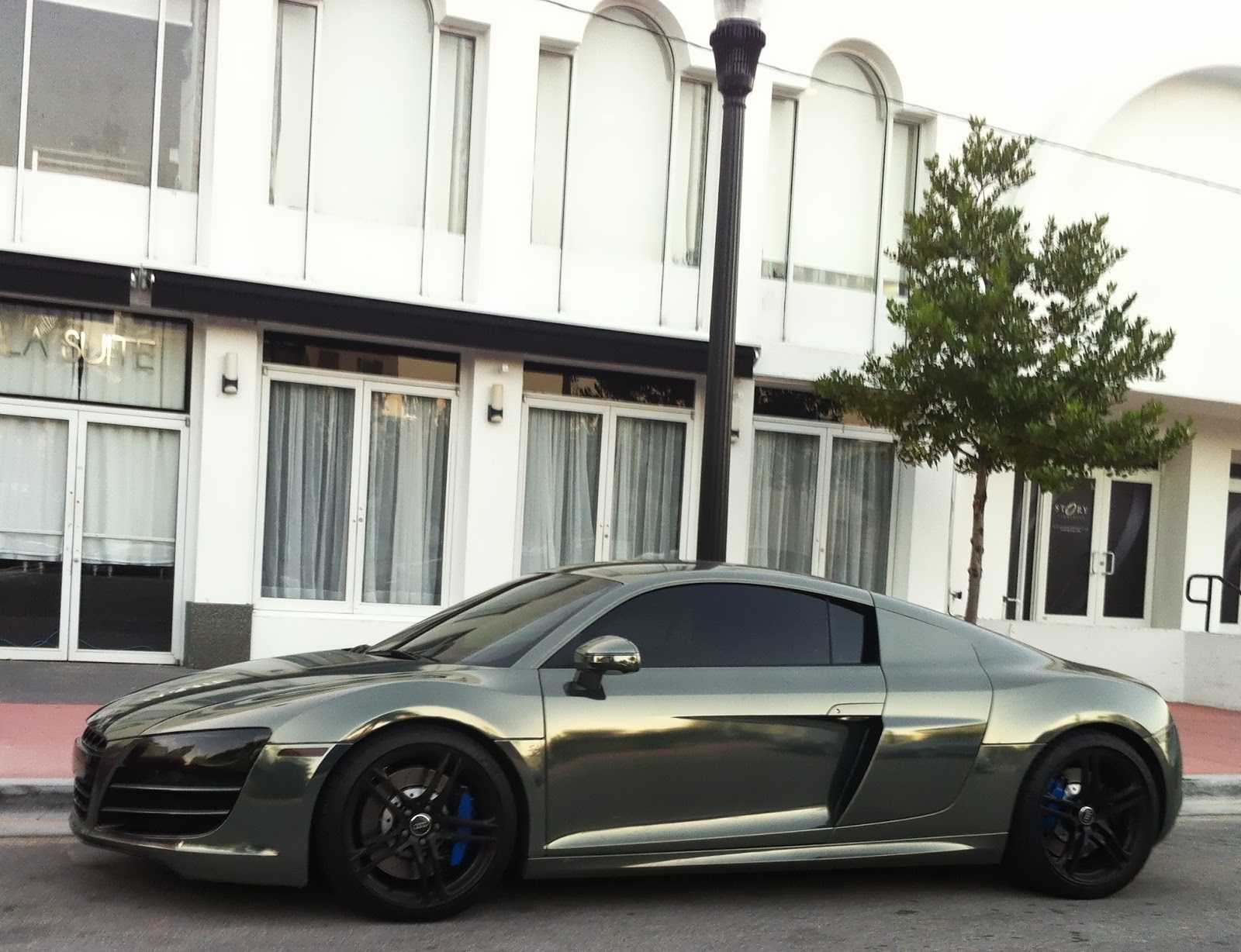 Exotic Cars on the Streets of Miami Matte Gray Audi R8