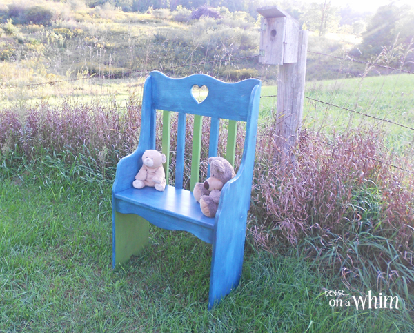 Teal Blue and Lime Green Bench Makeover from Denise on a Whim