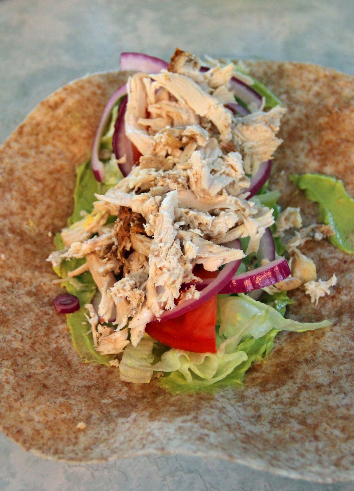 Jo and Sue Indian Spice Shredded Chicken Wrap With Avocado Curry Sauce