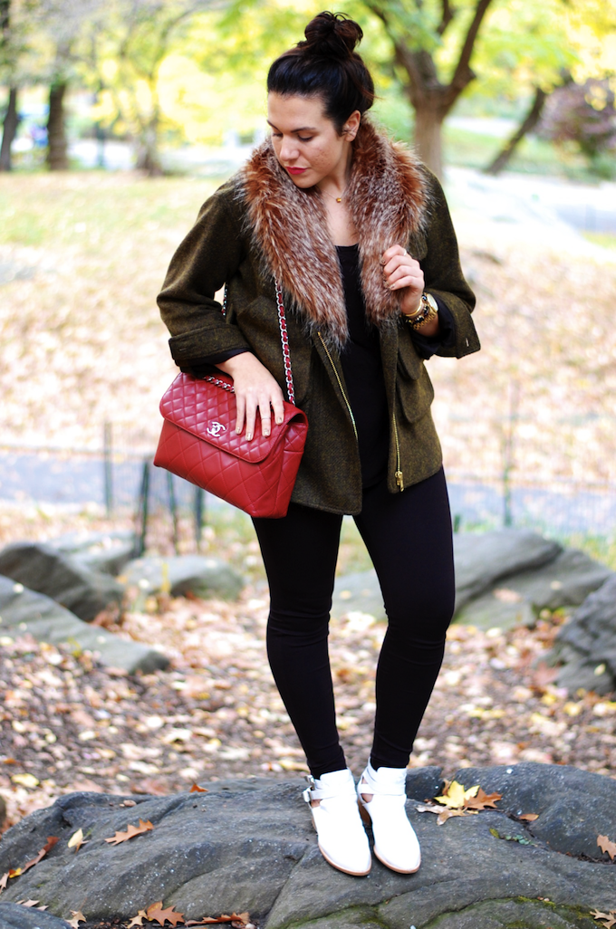 Seeing red: Smythe Faux Fur coat and Rouge Fonce Chanel ITB — Covet &  Acquire