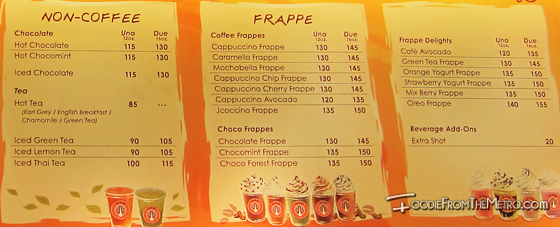 J.Co - Menu Coffee and Frappe