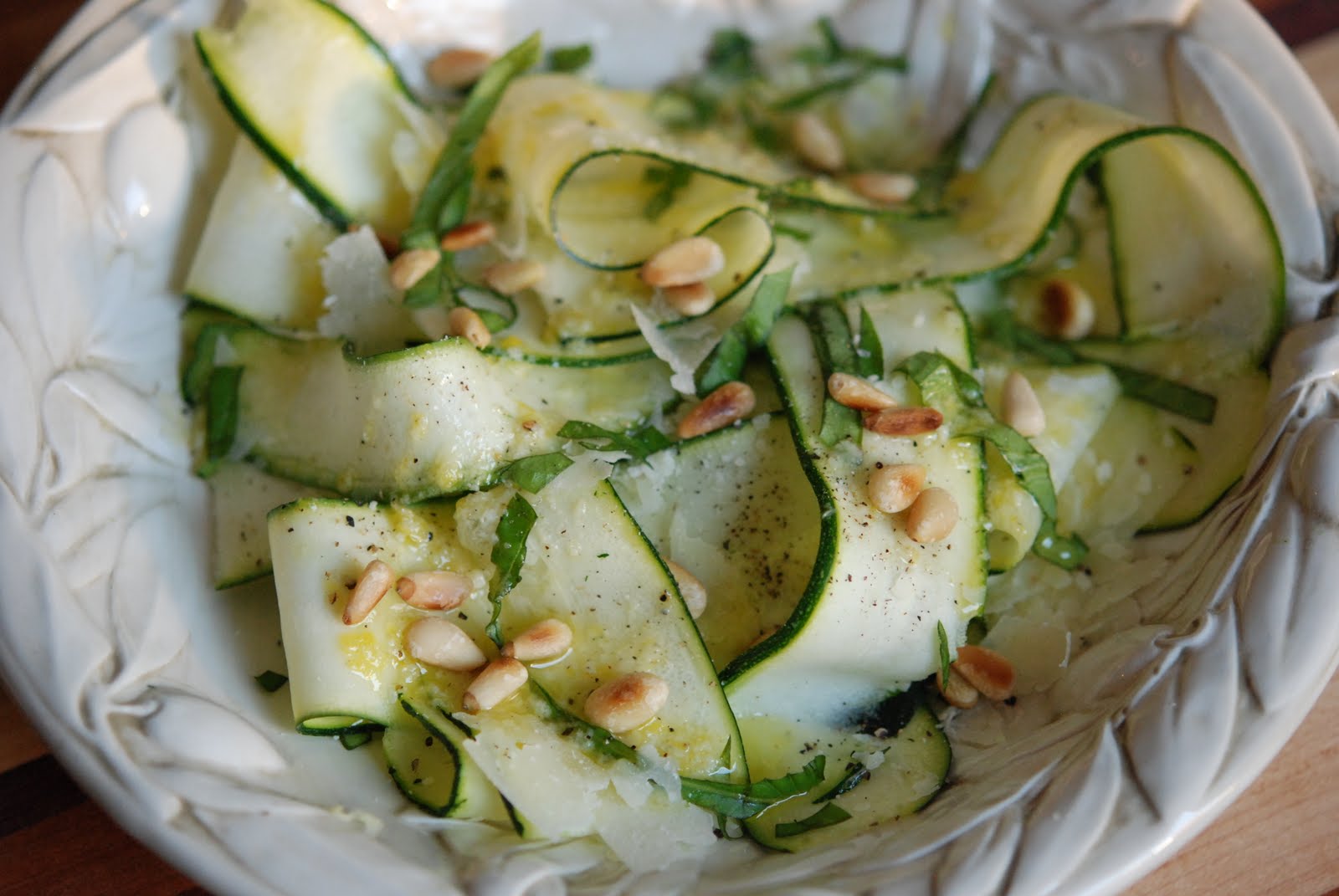 marys bites Zucchini Ribbon Salad with Lemon Parmesan Dressing