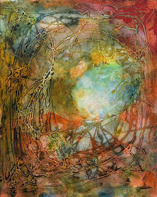 Spiral Nebula by Sandra Duran Wilson abstract colorful space painting