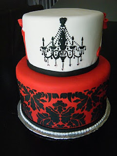 Cassy's Cakes: Red and black Damask birthday