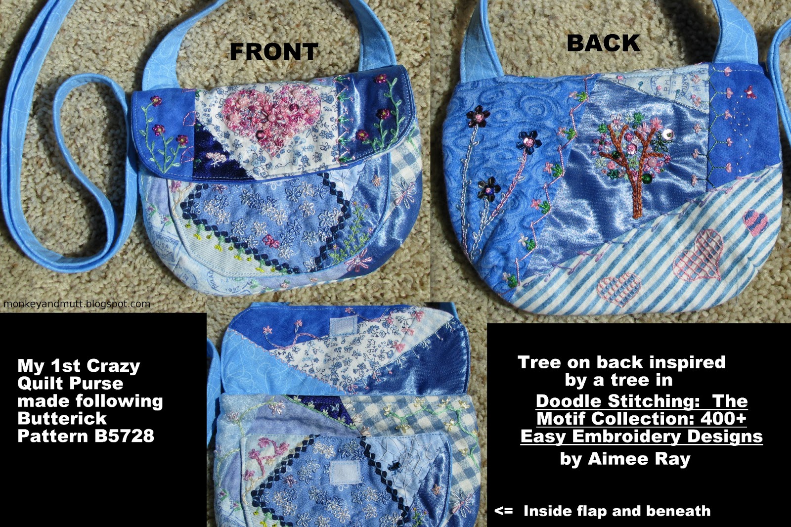 Hand Stitched Treasure My First Crazy Quilt Purse Completed