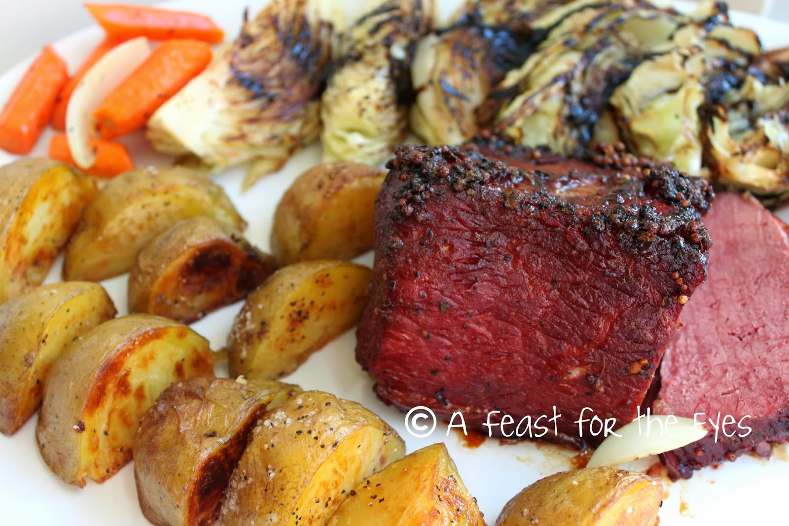 A Feast for the Eyes Roasted Corned Beef with a Bourbon Molasses Glaze