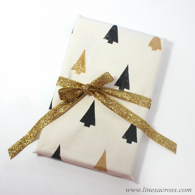 DIY gift wrap with stamped fabric