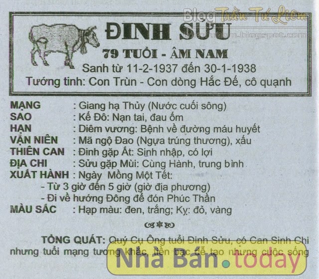 TỬ VI TUỔI ĐINH SỬU 1937 NĂM 2015 Ất Mùi