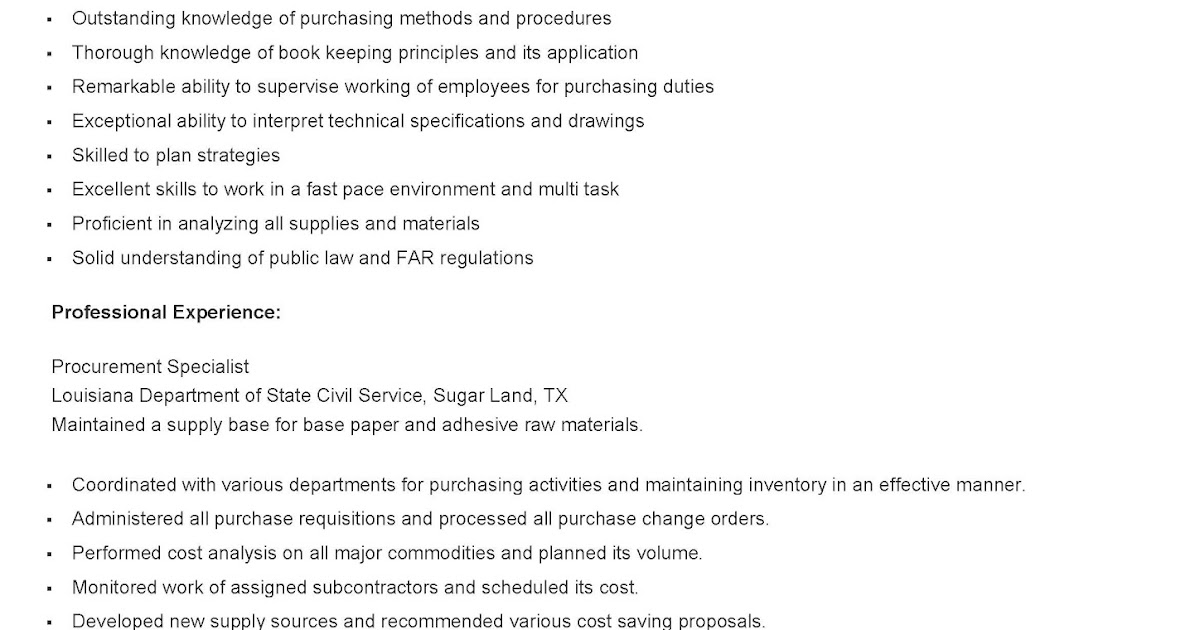 procurement specialist resumes
