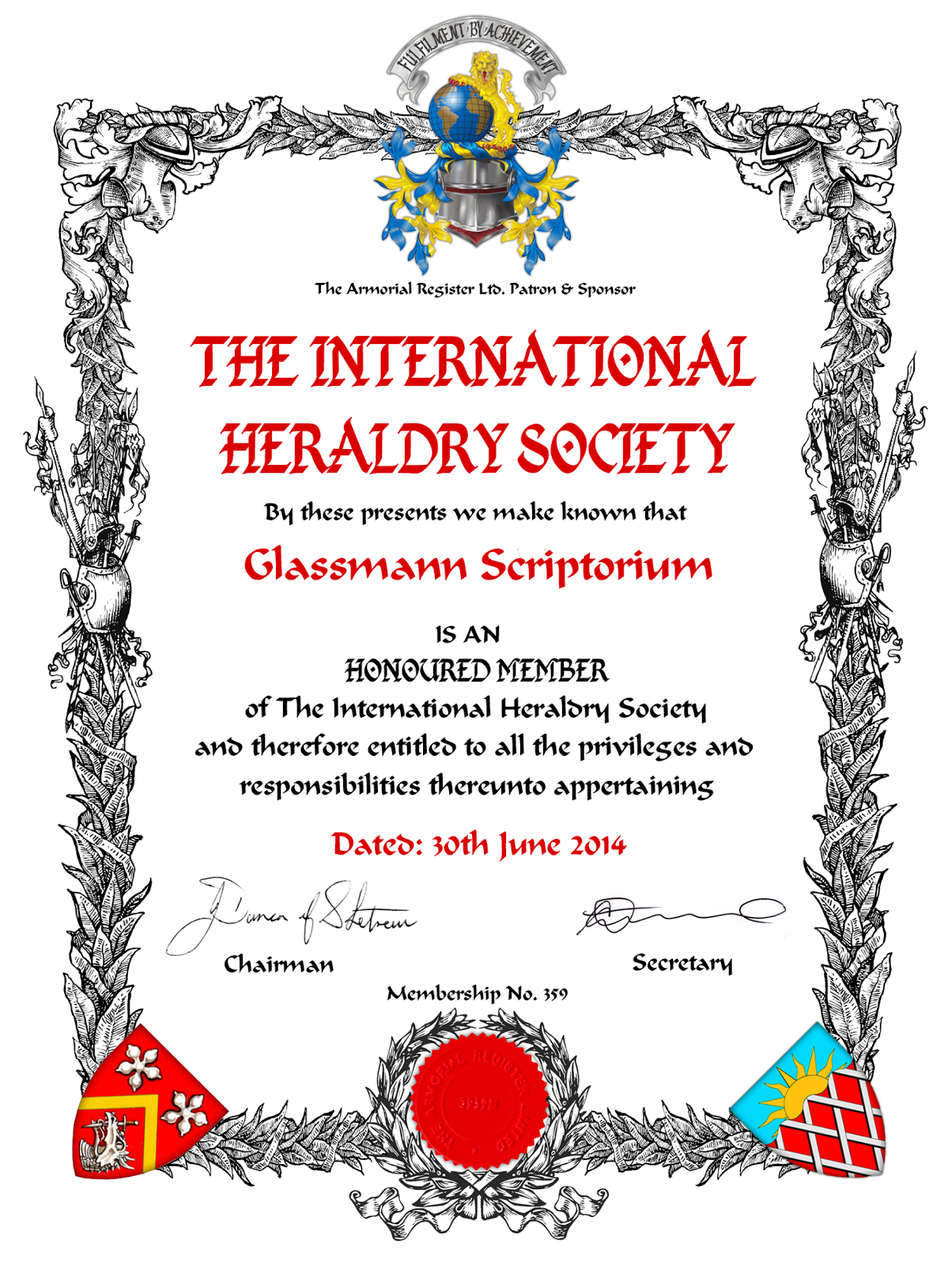 Diploma Sociedade Heraldica