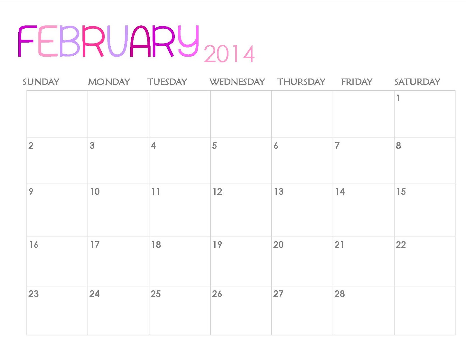 printable monthly calendars 2014