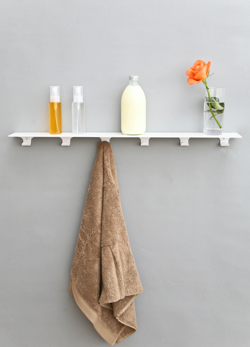 Modern Wall Shelf with HooksSteel Powder Coated WALL SHELF