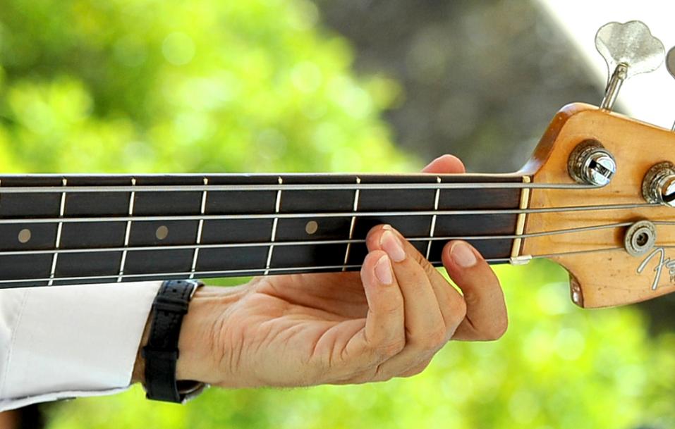 Gary Deacon Solo Guitarist Holding the Bass