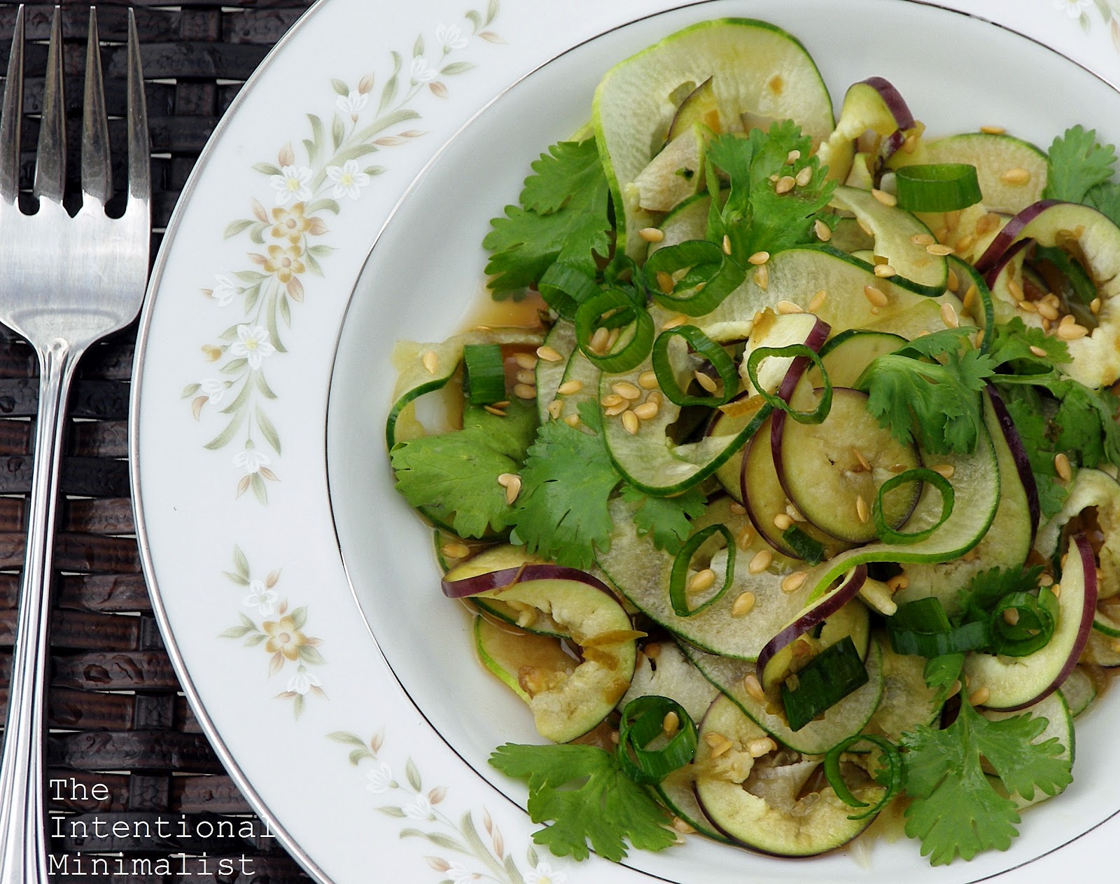 The Intentional Minimalist Japanese Eggplant and Cucumber Ribbon Salad