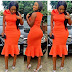 Long Decent Dress, Orange color wear