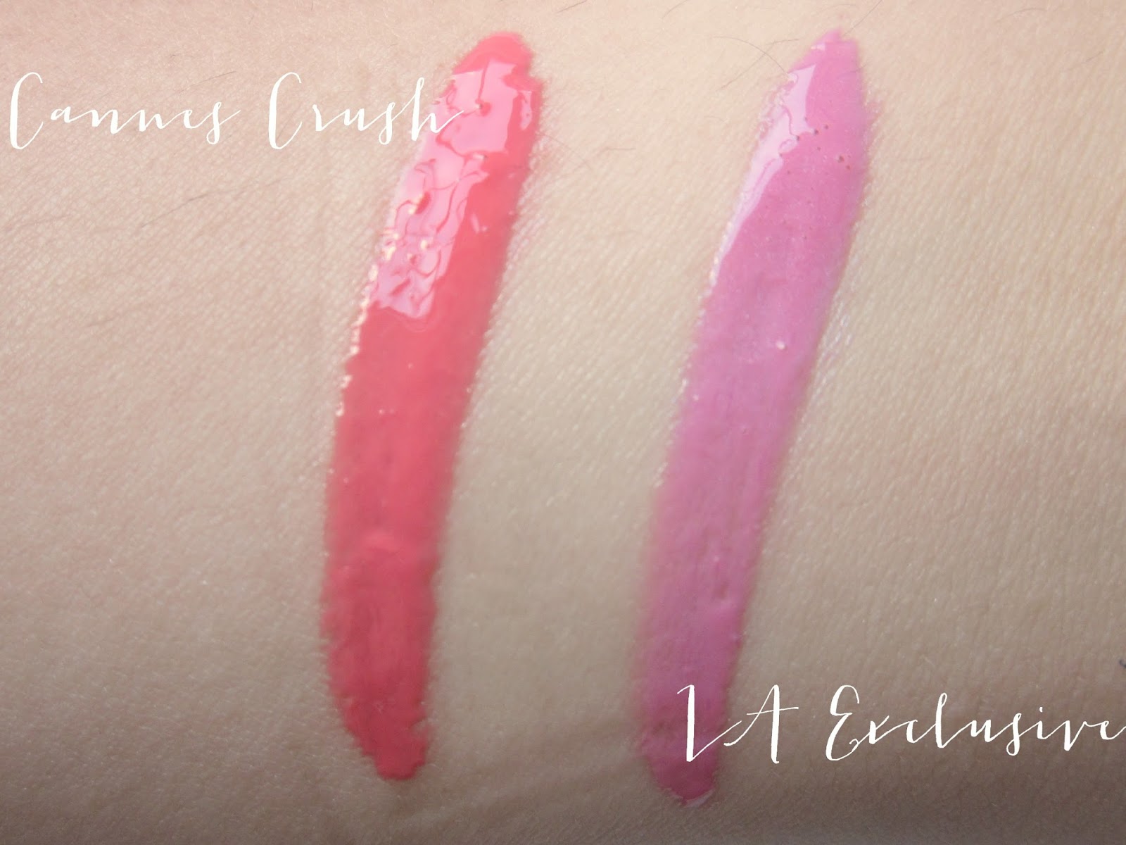 revlon colorstay moisture stain swatches in cannes crush and la exclusive