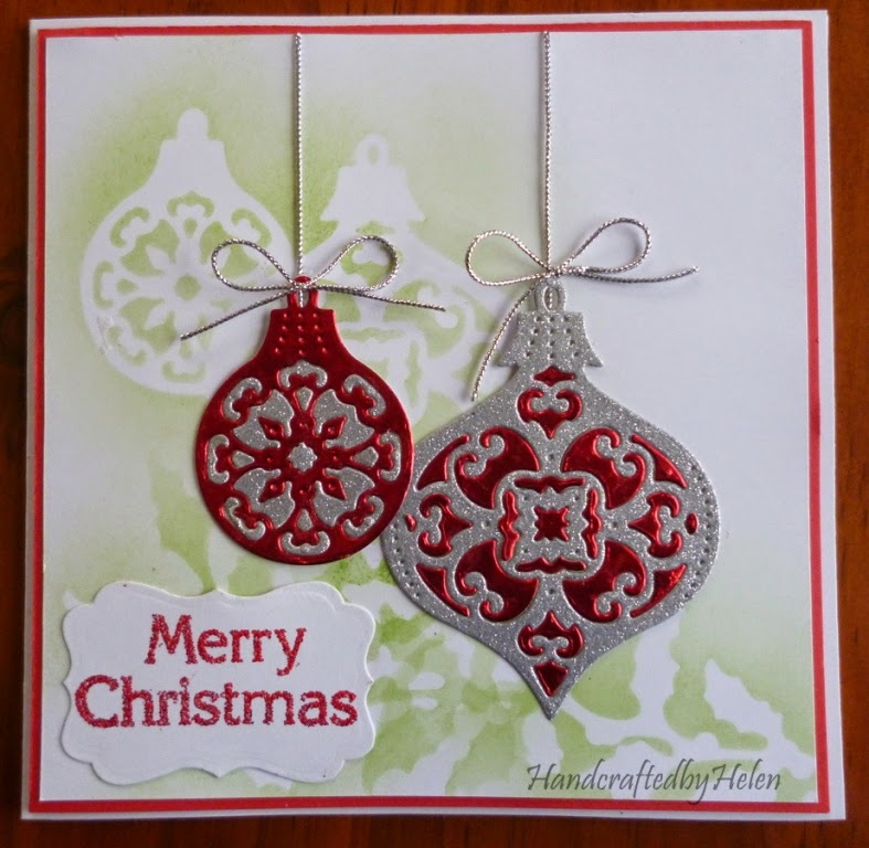 Handcrafted by Helen Christmas ornament cards