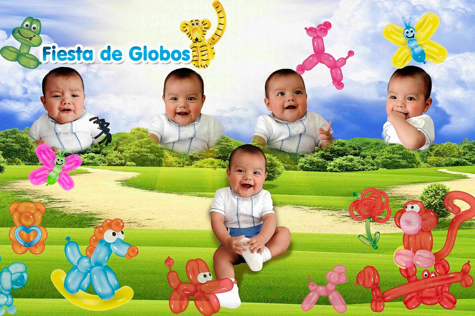 Caritas con globos - Plantillas para photoshop 2020