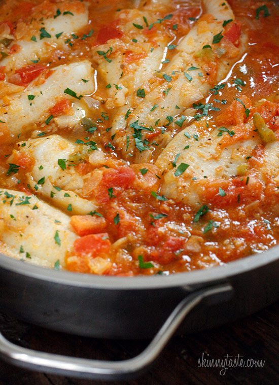 Skillet Cajun Spiced Flounder with Tomatoes Skinnytaste
