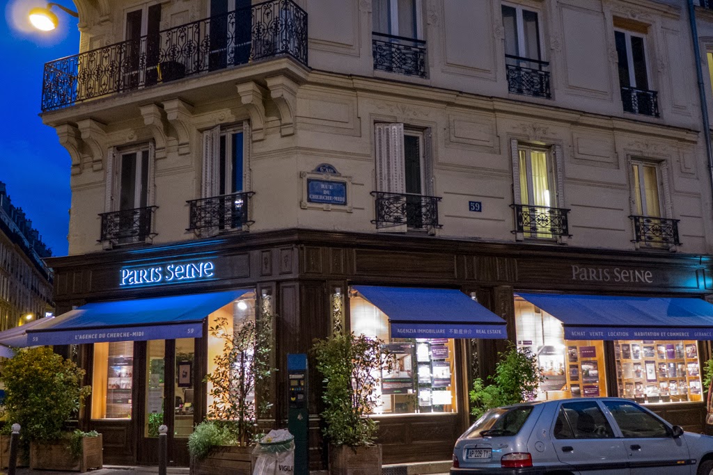Paris France corner store at night