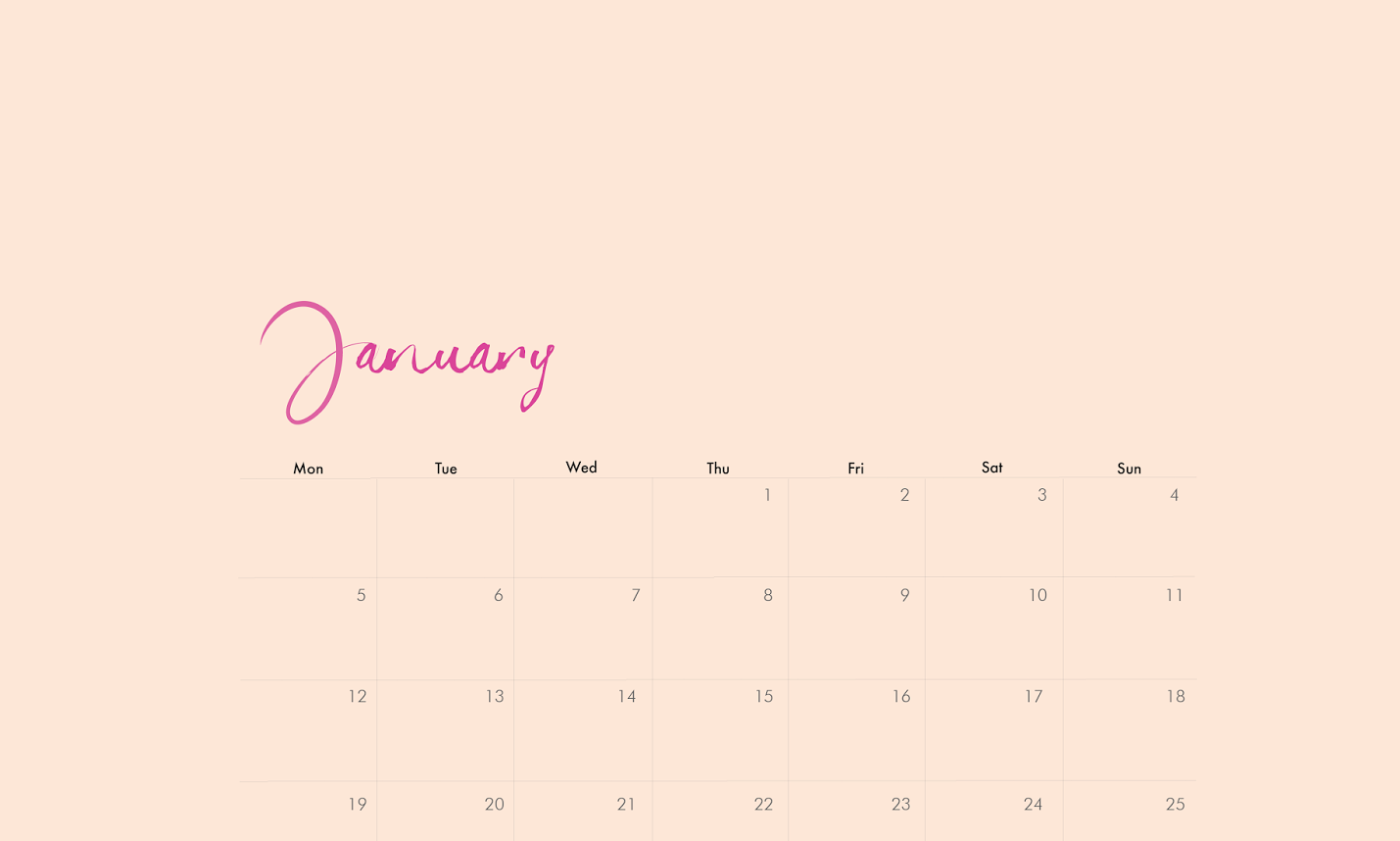 download january desktop calendar Style Frontier