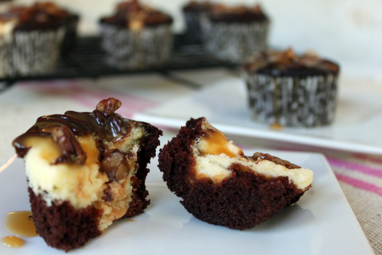 Crave. Indulge. Satisfy. Chocolate Cheesecake Turtle Cupcakes