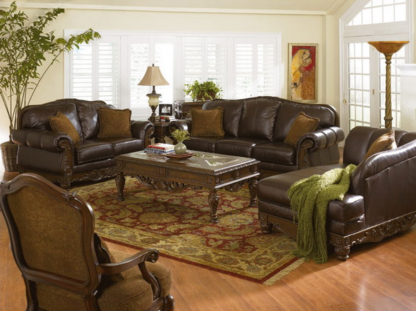 Brown Leather Living Room Furniture