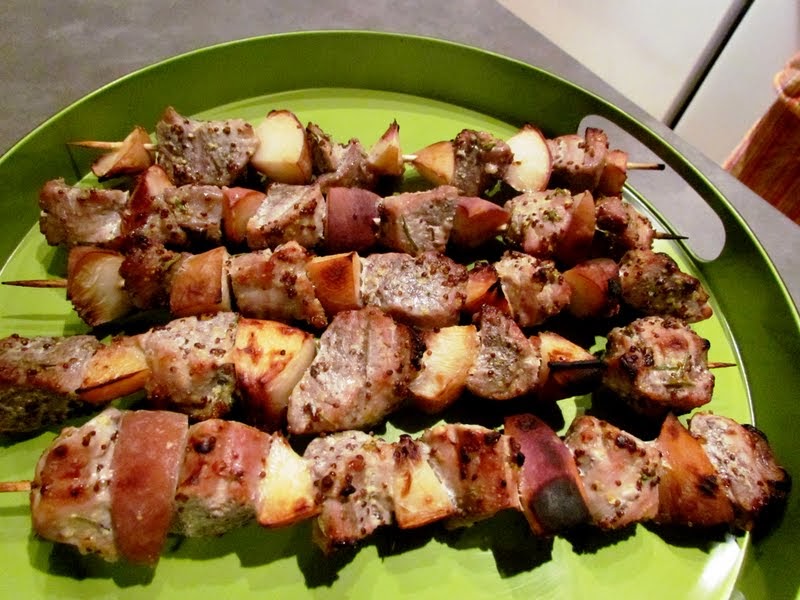 a second glance. Grilled pork and peach kebabs