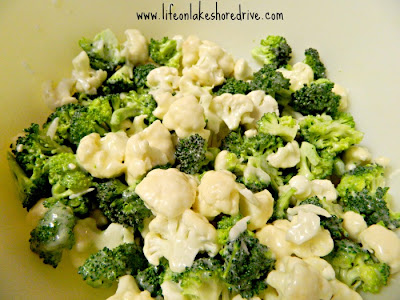 Broccoli and Cauliflower Salad with grated cheese