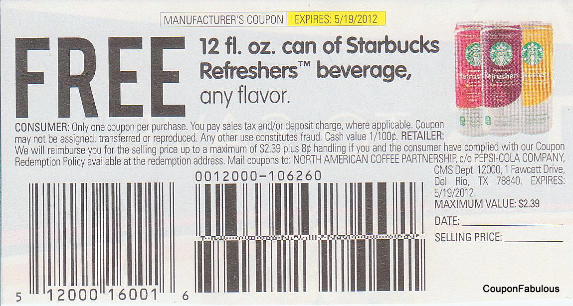 Starbucks refreshers coupon 2018