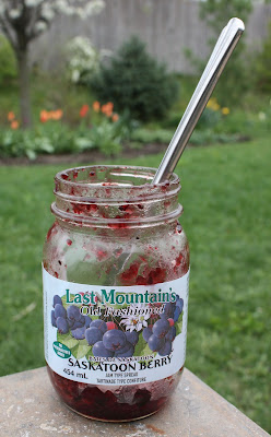 Empty jar serviceberry jam