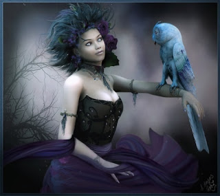 Wild Woman with Owl! Woman holding owl