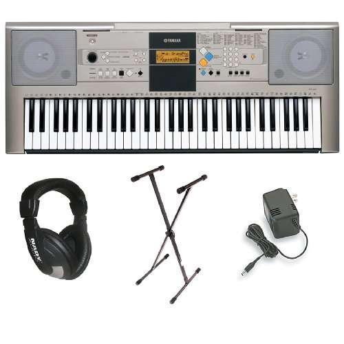 Yamaha YPT-320 61 Key Personal Keyboard with AC Adapter, Deluxe Keyboard Stand and Professional Headphones