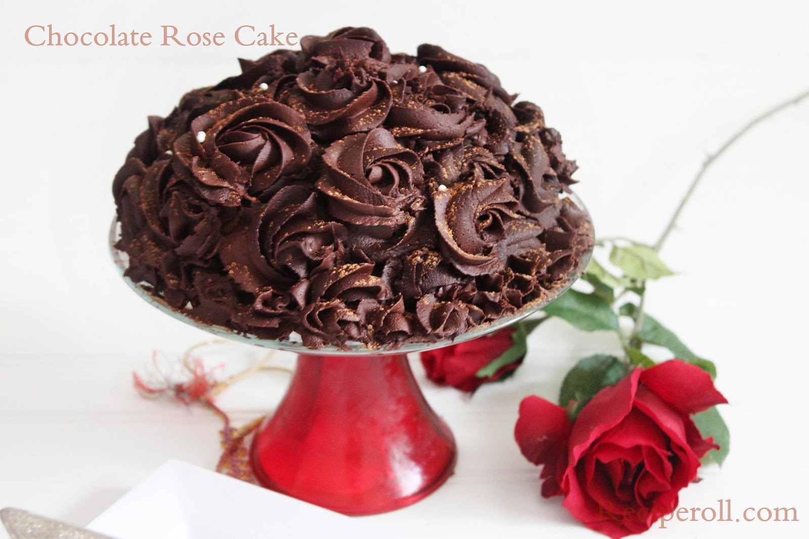 Chocolate Rose Cake With Chocolate Ganache 10th Anniversary Cake