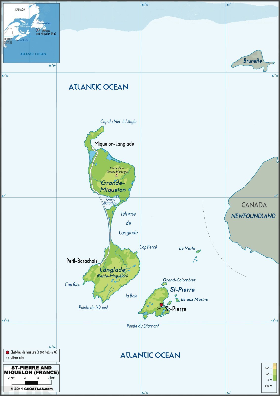 SAINTPIERRE AND MIQUELON GEOGRAPHICAL MAPS OF SAINTPIERRE AND